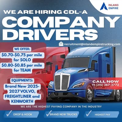🔥Conductor CDL-A OTR | 💵$0.70–$0.85 por milla💵 | Más de 6,000 millas semanales🔥