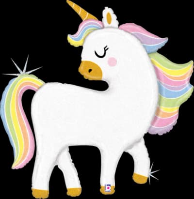 Globo de aluminio con forma de unicornio pastel con purpurina Betallic de 37 pulgadas, paquete holográfico, 1 unidad