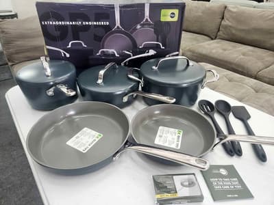 Juego de ollas y sartenes antiadherentes de cerámica saludable con anodizado duro (4 piezas) - nuevo