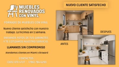 Forrado de Gabinetes de Cocina - Renovamos tus gabinetes, muebles, estantes, incluso puertas, closets, etc.