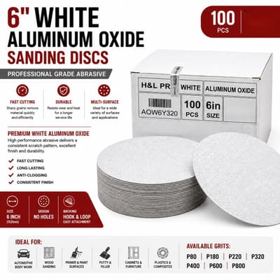 6 Inch Aluminum Oxide Sanding Discs H & L  100 Pack Sandpaper