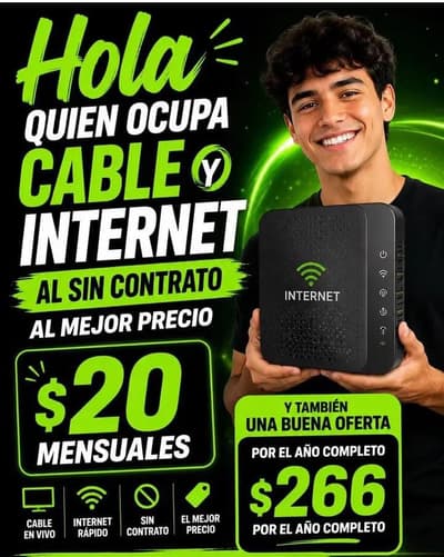 Haz el cambio hoy. Internet de 2000GB ilimitado por $20. al mes fijo con el prim